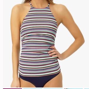 Anne Cole High Neck Multi-Color Tankini Bathing Suit Top